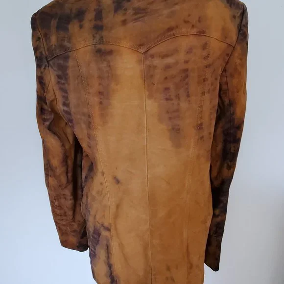 Escada Suede leather Jacket Blazer brown black Med 8 10 12 cowgirl equestrian XL
